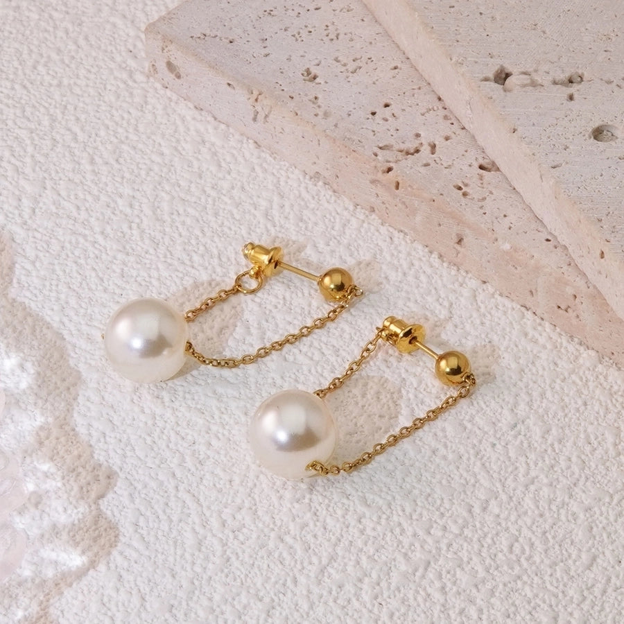 2 Pieces Set Elegant Sweet Simple Style Round Plating 304 Stainless Steel 18K Gold Plated Ear Studs