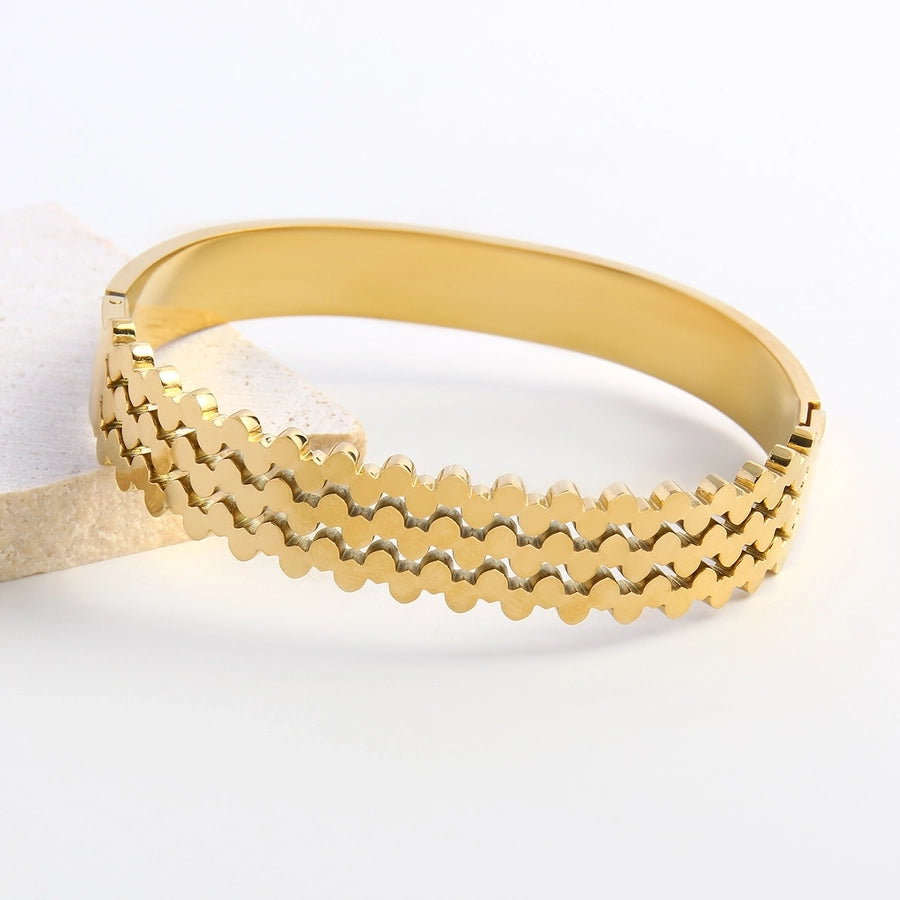 Simple Style Commute Geometric Grain 18K Gold Plated Gold Plated 304 Stainless Steel  Bangle