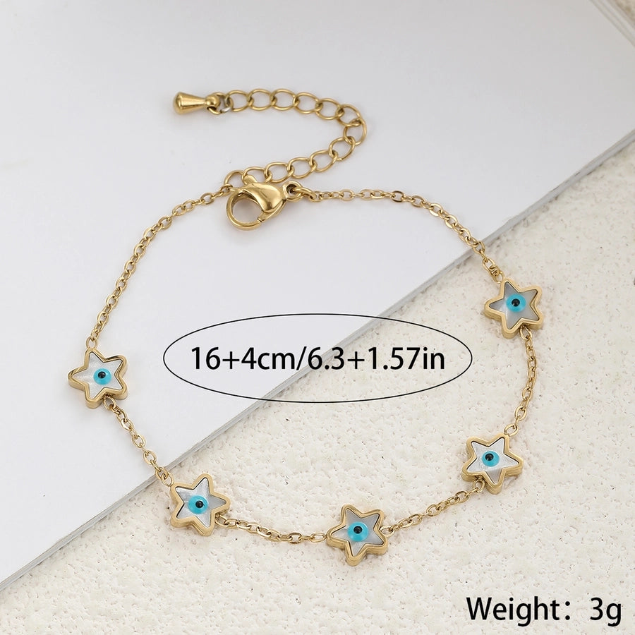 Casual Classic Style Pentagram Devil's Eye 304 Stainless Steel 18K Gold Plated Bracelets In Bulk