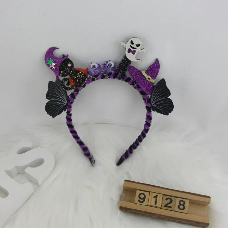 Halloween IG Style Women's Pumpkin Tree Bat Plastic Hair Band