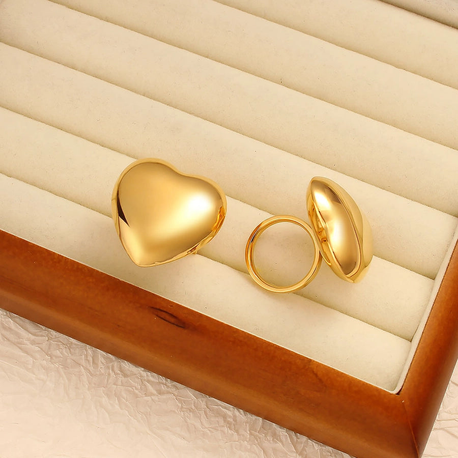 Jewelry Elegant Cute Heart Shape 304 Stainless Steel 18K Gold Plated Rings