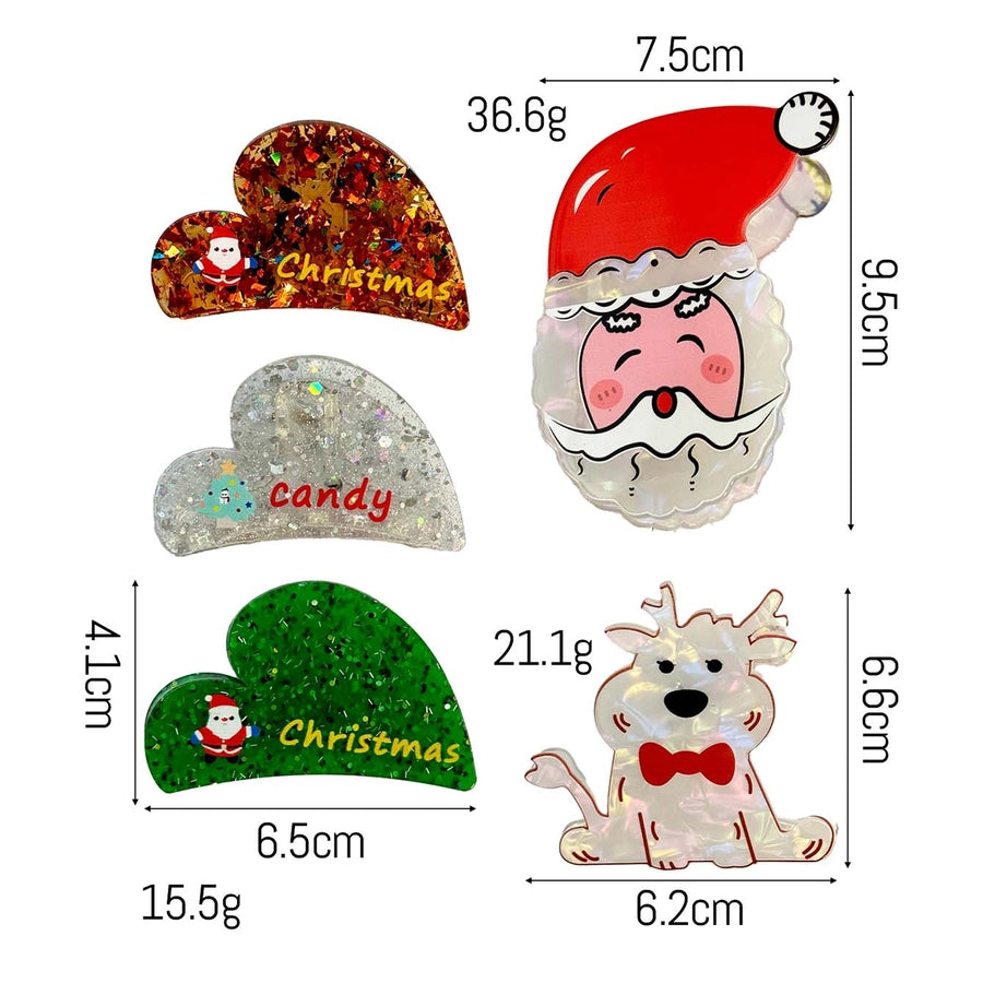 Christmas Cute Simple Style Women's Animal Santa Claus Heart Shape Arylic Hair Claws