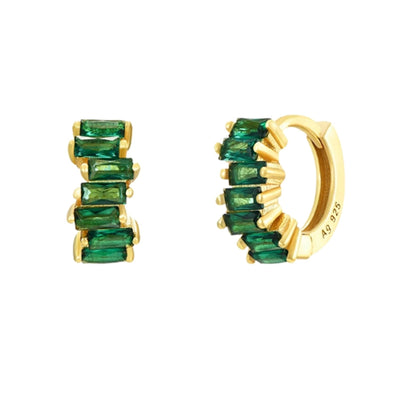 1 Pair Elegant Cute Shiny Geometric Copper Zircon 24K Gold Plated Hoop Earrings