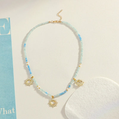 Copper Gold Plated Plating Inlay Sun Zircon Pendant Necklace