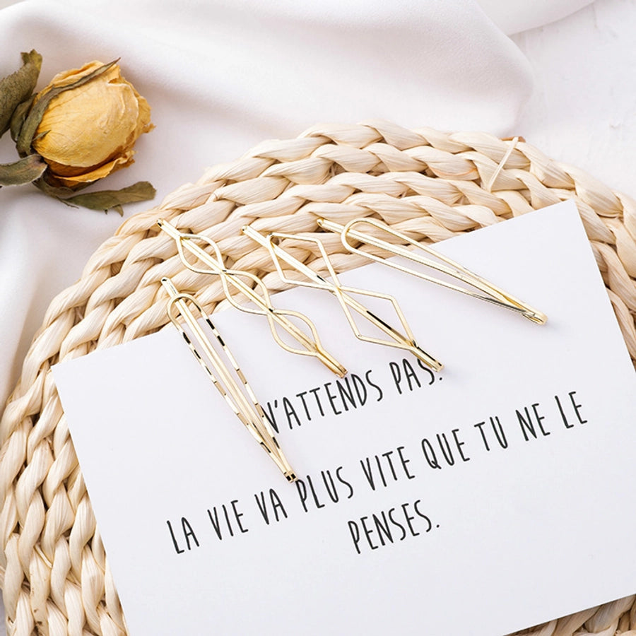 fashion geometric alloy plating artificial pearls hair clip 1 set