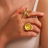 Jewelry IG Style Simple Style Commute Starfish Conch 304 Stainless Steel Artificial Pearls 18K Gold Plated Inlay Open Rings