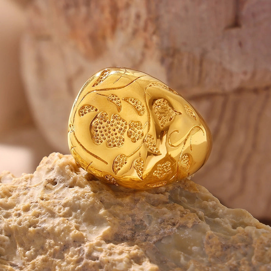 Jewelry Casual Elegant Modern Style Solid Color 304 Stainless Steel 18K Gold Plated Plating Rings