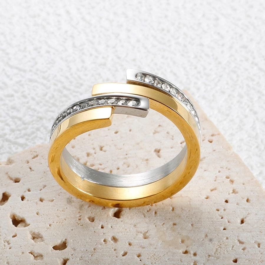 Jewelry Simple Style Color Block 304 Stainless Steel Mixed Metal Plating Rings