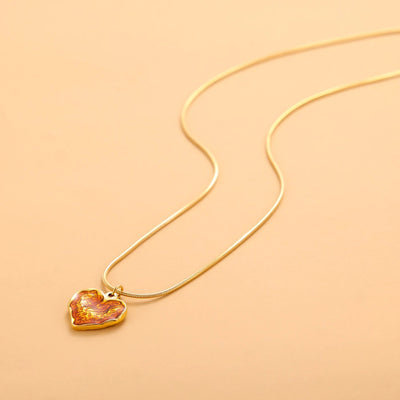 Jewelry Simple Style Heart Shape 304 Stainless Steel Zircon 18K Gold Plated Pendant Necklace