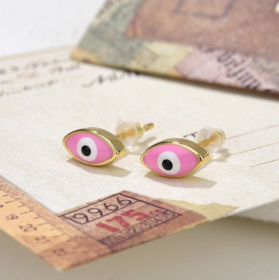 Copper Plating 18K Color-Preserving Glossy Dripping Eyes Oval Earrings Ear Studs