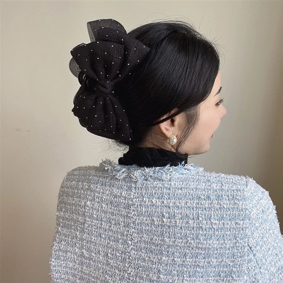 simple style bow knot cloth patchwork hair claws