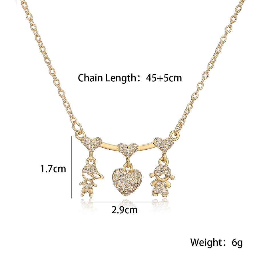 Jewelry Modern Style Simple Style Classic Style Girl Heart Shape Boy Copper Pendant Necklace