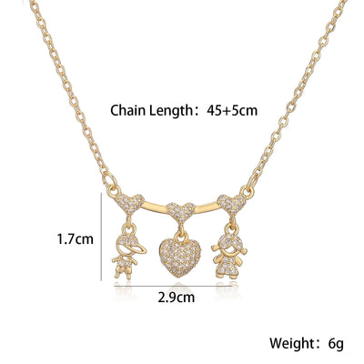 Jewelry Modern Style Simple Style Classic Style Girl Heart Shape Boy Copper Pendant Necklace