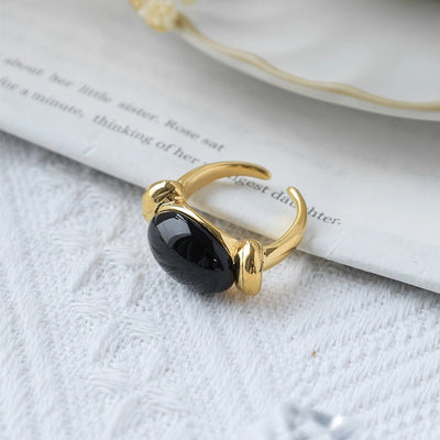 Jewelry Casual Oval 304 Stainless Steel Gem 14K Gold Plated Plating Inlay Rings