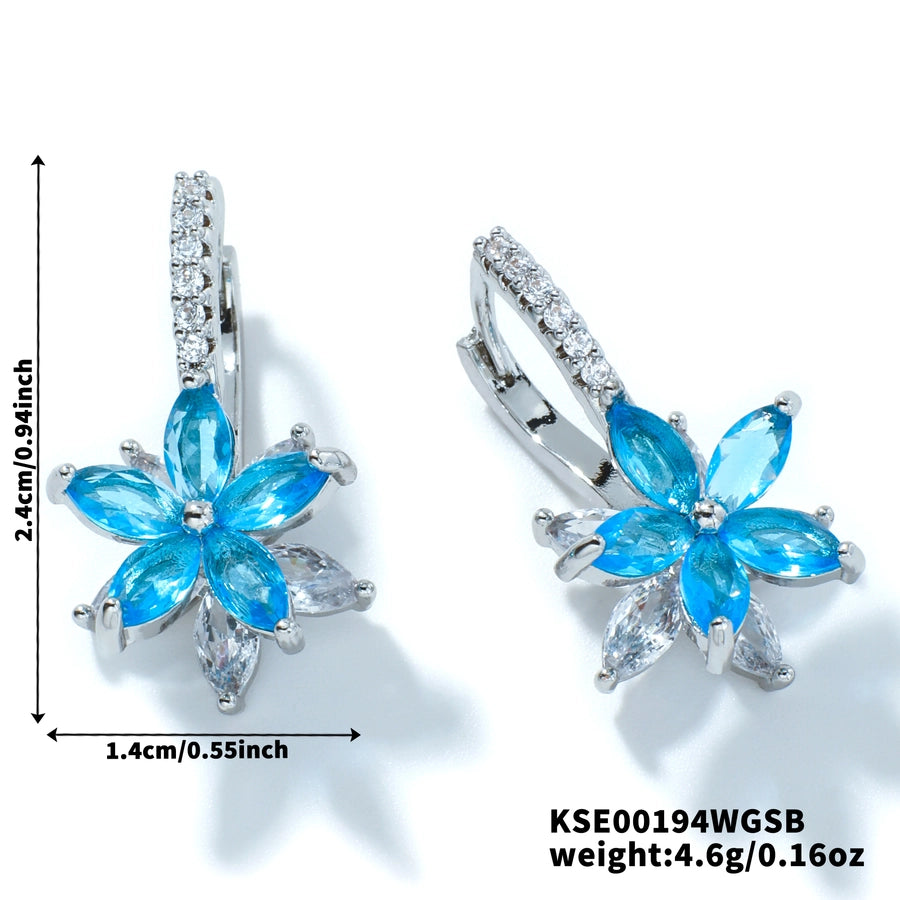 1 Pair Artistic Shiny Geometric Inlay Copper Zircon K Gold Plated Drop Earrings