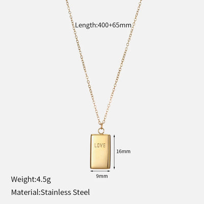 Jewelry Simple Style Letter Rectangle 304 Stainless Steel 14K Gold Plated Pendant Necklace