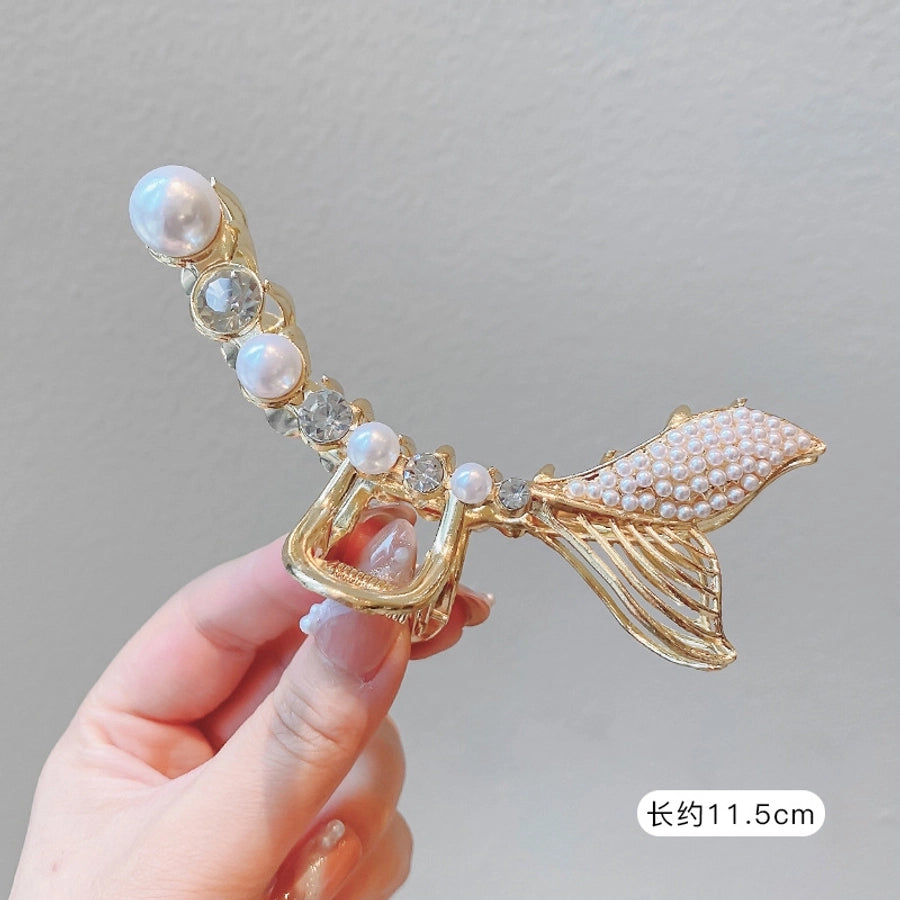 simple style solid color alloy resin hollow out hair claws