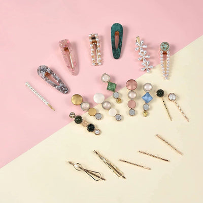 Hair Accessories Acetic Acid Side Clip Marble Effect Hairpin Pearl Candy Color Fashion Hairpin Combination Set