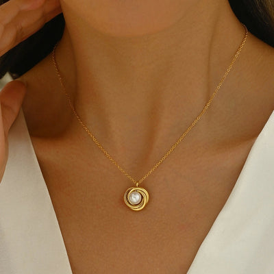 Jewelry Elegant Simple Style Geometric 304 Stainless Steel Artificial Pearls 14K Gold Plated Polishing Plating Inlay Rings Earrings Necklace