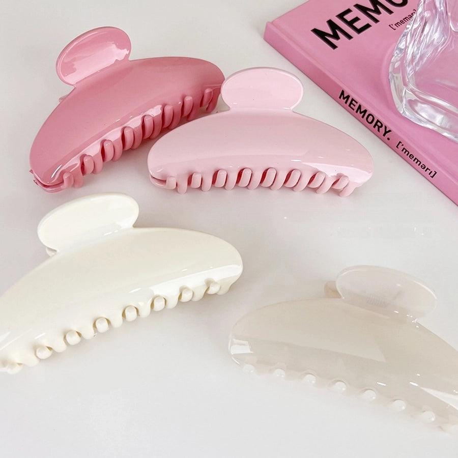 French style solid color elegant semicircle shark clip summer fashion acrylic grip large pink hair updo hairpin