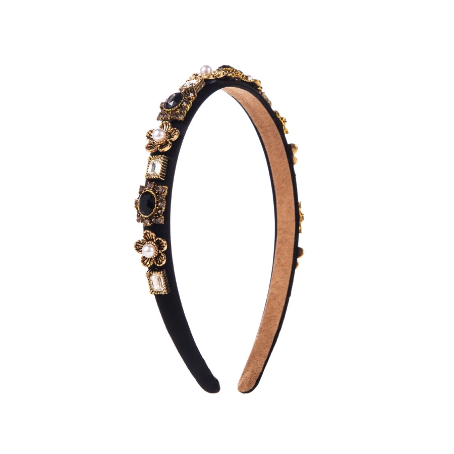 elegant luxurious pearl flower alloy cloth inlay rhinestones pearl hair band