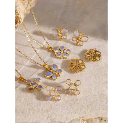 Jewelry Simple Style Classic Style Flower 304 Stainless Steel Jewelry Set