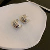 retro c shape solid color metal plating women's earrings 1 pair