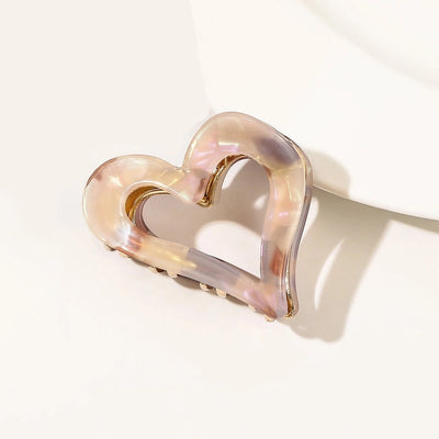 Women's Handmade Sweet Heart Shape Alloy Acetic acid sheets Heart Hair Claws