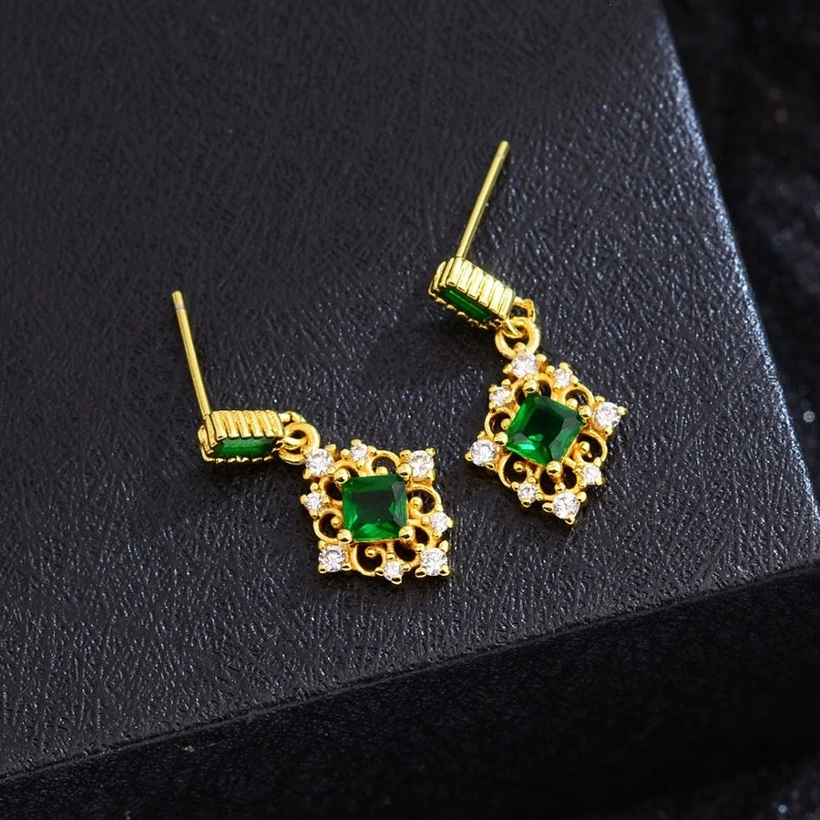1 Pair Vintage Style Classic Style Geometric Copper Zircon Drop Earrings