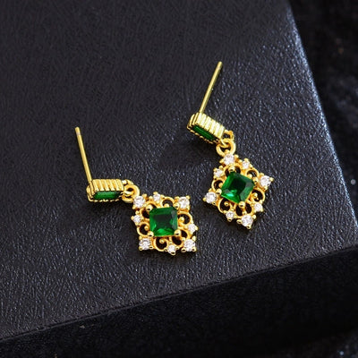 1 Pair Vintage Style Classic Style Geometric Copper Zircon Drop Earrings