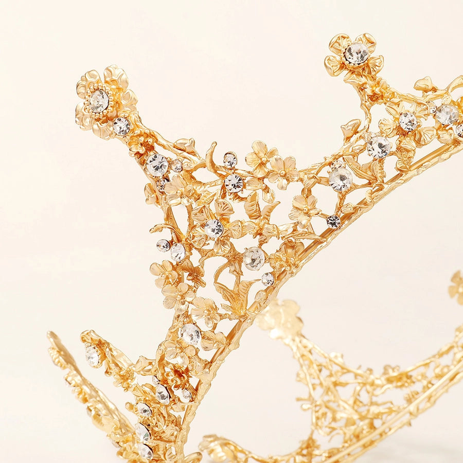 baroque creative full-round crown alloy flower bridal crown