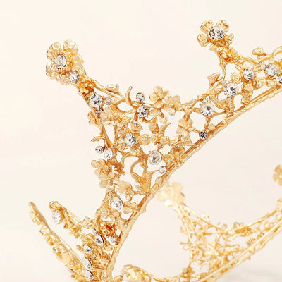 baroque creative full-round crown alloy flower bridal crown