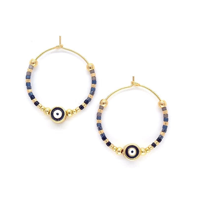 1 Pair IG Style Devil's Eye Beaded Copper Earrings