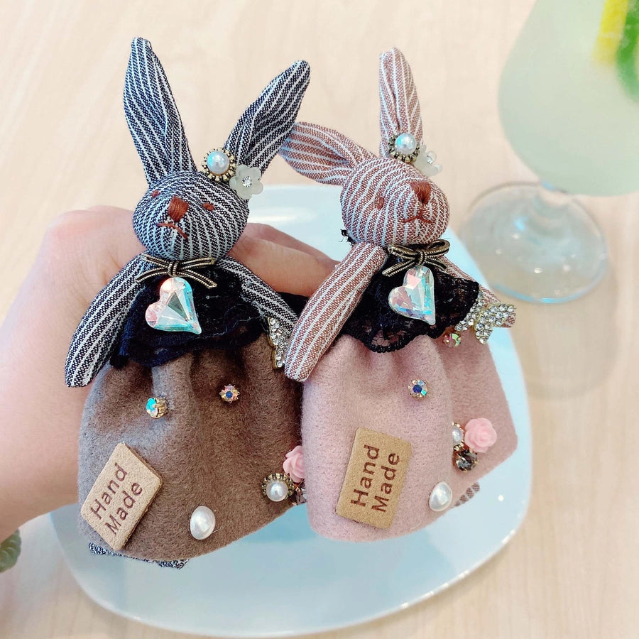 princess cute rabbit plastic cloth inlay rhinestones hair claws