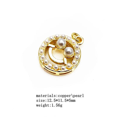 1 Piece Imitation Pearl Copper Zircon Cross Heart Shape Pendant