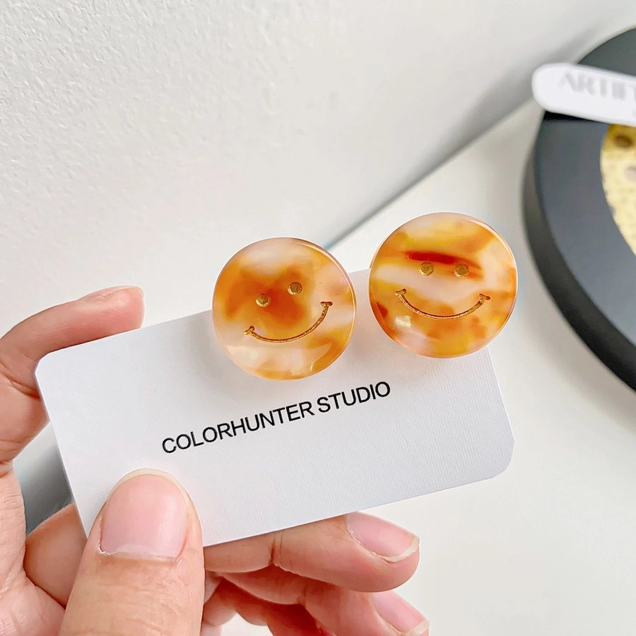 cartoon style Smile face acetic acid sheets printing hair clip