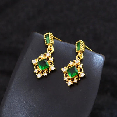 1 Pair Vintage Style Classic Style Geometric Copper Zircon Drop Earrings