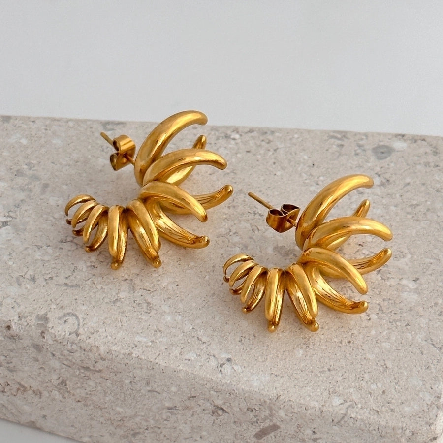 1 Pair Exaggerated Cool Style C Shape 304 Stainless Steel 18K Gold Plated Ear Studs