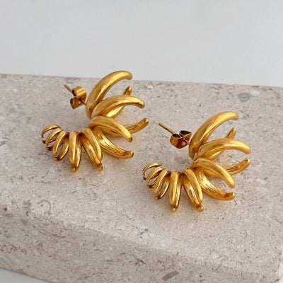 1 Pair Exaggerated Cool Style C Shape 304 Stainless Steel 18K Gold Plated Ear Studs