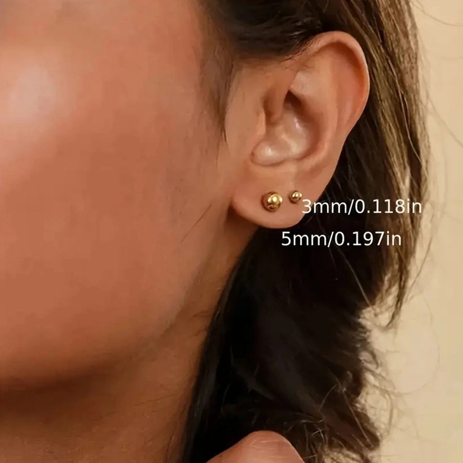 1 Pair Simple Style Round 304 Stainless Steel 18K Gold Plated Ear Studs