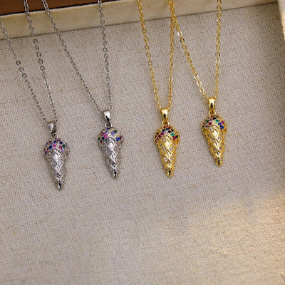 Jewelry Sweet Cone Copper Zircon 18K Gold Plated White Gold Plated Pendant Necklace