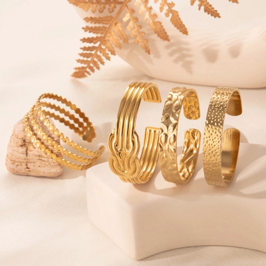 Vintage Style French Style Simple Style Leaf Heart Shape 304 Stainless Steel Bangle In Bulk