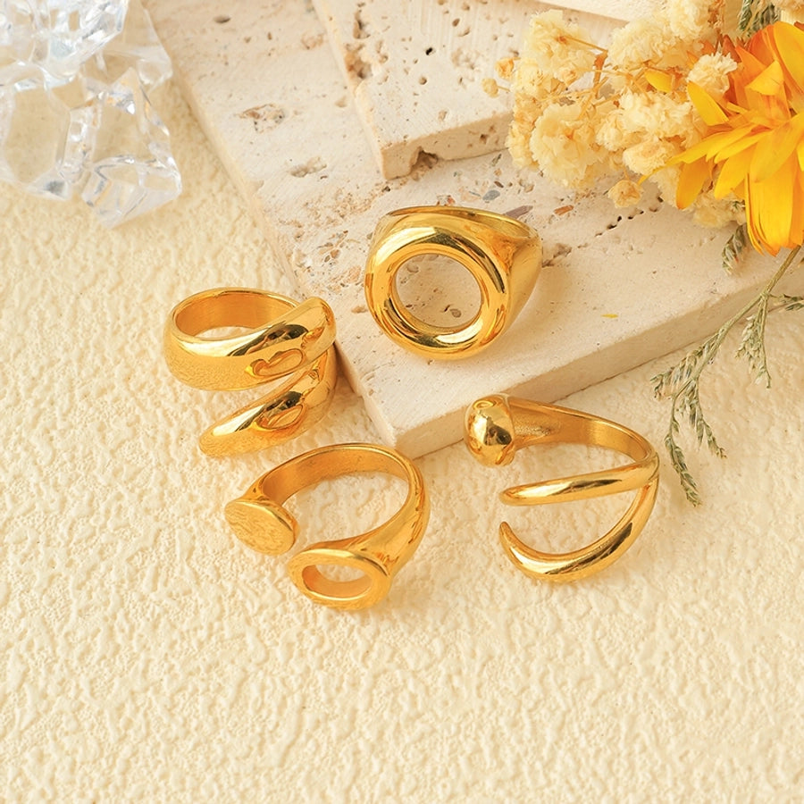 Jewelry Modern Style Simple Style Commute Geometric 304 Stainless Steel 14K Gold Plated Rings