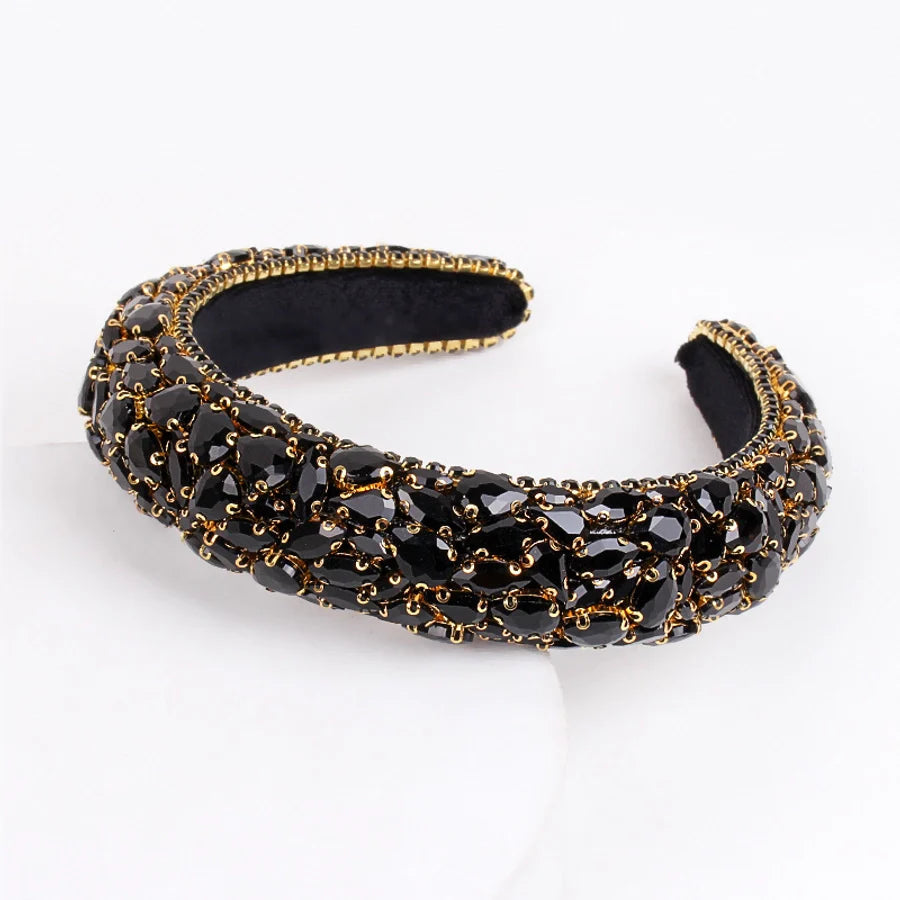 women's retro lady water droplets cloth inlay rhinestones hair band