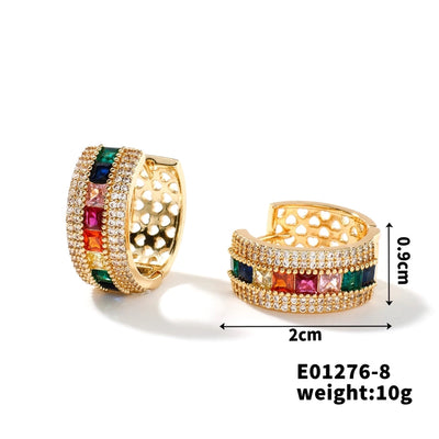 1 Pair Simple Style Cool Style Shiny Geometric Inlay Copper Zircon K Gold Plated Rhodium Plated Earrings