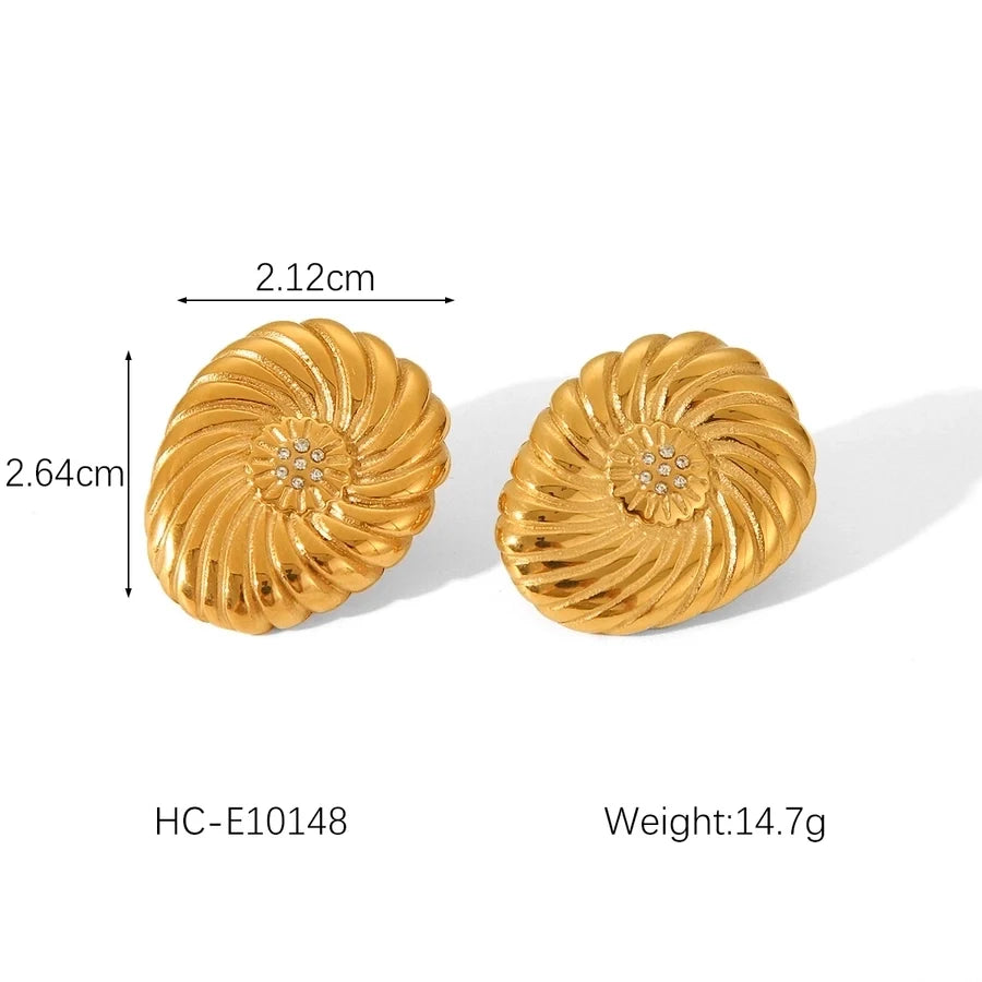 1 Pair IG Style Classic Style Round Flower Thread 304 Stainless Steel Titanium Steel 18K Gold Plated Ear Studs