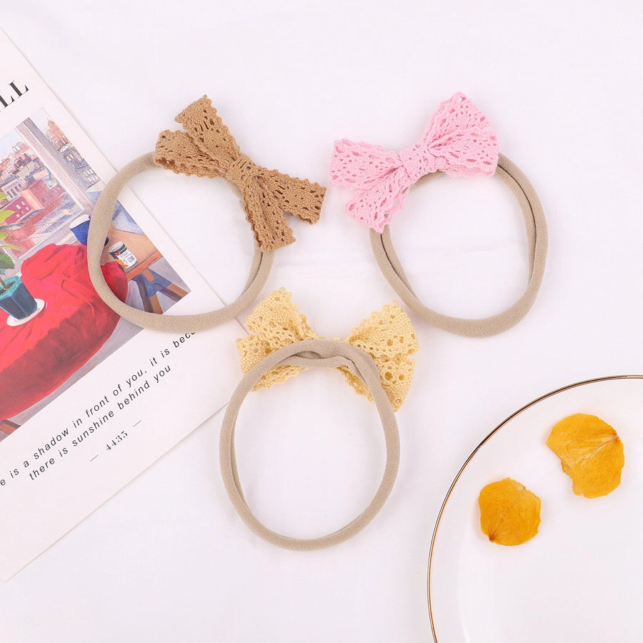 pure color lace bow children hairband