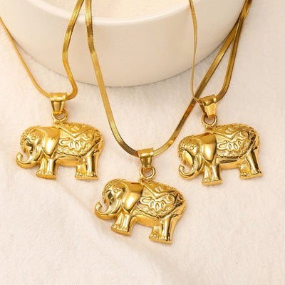 Jewelry Lady Elephant Titanium Steel Plating Pendant Necklace