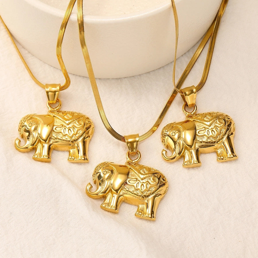 Jewelry Lady Elephant Titanium Steel Plating Pendant Necklace