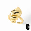 Copper 18K Gold Plated Plating Starfish Conch Fish Bone Open Rings